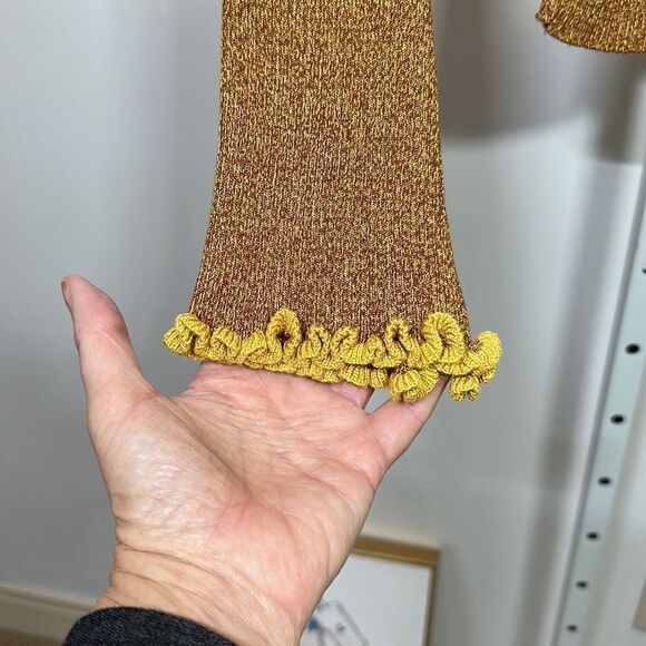 TOPSHOP Women's Ribbed Mock Neck Long Sleeve Sweater Mustard Gold Size 8 - Picture 4 of 8